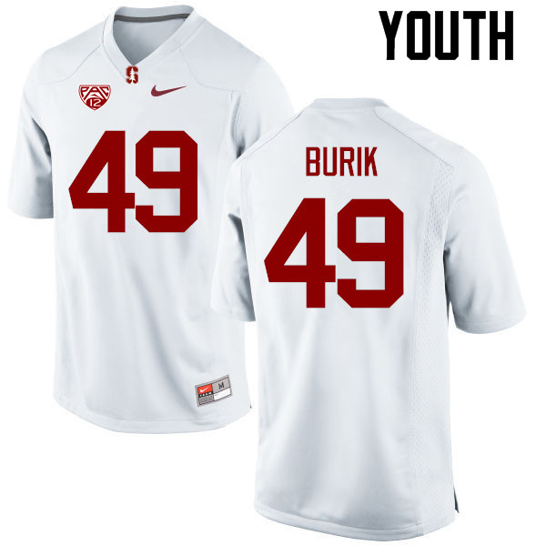 Youth Stanford Cardinal #49 Lewis Burik College Football Jerseys Sale-White